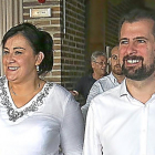 Ana Sánchez y Luis Tudanca, ayer, en Segovia.-ICAL
