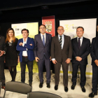 Polanco, en el centro, con el presidente de la Diputación de Valladolid, Jesús Carnero; el alcalde de la Granja, José Luis Vázquez; el alcalde de Cuéllar, Jesús García.-ICAL