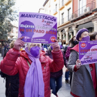 El Movimiento Feminista de Castilla y León se manifiesta con el lema ''Ni un paso atrás en nuestros derechos'' para preservar y mejorar los derechos de las mujeres.- ICAL