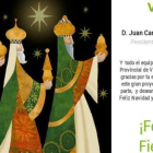 La primera felicitación navideña de Vox Cádiz, con los tres Reyes Magos blancos.-