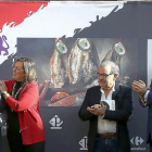 Marcos, com J.M. Iglesias (Cecinas Leitariegos), Prada y el director regional de Carrefour, Gabriel García.-ICAL