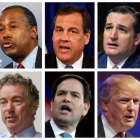 Los candidatos republicanos. De izquierda a derecha, Jeb Bush, Ben Carson, Chris Christie, Ted Cruz, Mike Huckabee, John Kasich, Rand Paul, Marco Rubio, Donald Trump, Scott Walker.-AP