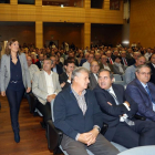 El presidente de la Junta, Juan Vicente Herrera, y la consejera de Agricultura, Milagros Marcos, antes de clausurar la jornada de presentación del Mapa de Infraestructuras Agrarias.-ICAL