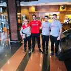 Jordi Ribera, Entrerríos, Alex Dujshebaev y Abel Serdio, ayer en el hotel de concentración de la selección.-G. VELASCO
