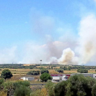 El humo del fuego declarado en Cunquilla de Vidriales era visible a kilómetros de distancia.-ICAL