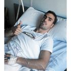 Alfaro, tras la artroscopia que le realizaron ayer.-Real Valladolid