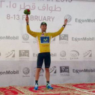 El ciclista murciano José Joaquín Rojas, con el jersey de líder del Tour de Catar tras ganar la primera etapa.-Foto: MOVISTAR TEAM