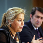 La vicepresidenta y portavoz de la Junta, Rosa Valdeón, informa de los acuerdos alcanzados en el consejo de Gobierno de la Junta junto al consejero de Fomento y Medio Ambiente, Juan Carlos Suárez-Quiñones.-ICAL