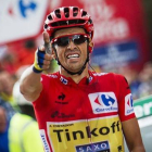 Alberto Contador celebra su victoria en la decimosexta etapa de la Vuelta a España.-Foto: AFP