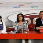 Los procuradores socialistas Miguel Ángel Fernández Cardo, Teresa Gutiérrez y Ángela Marqués-Ical