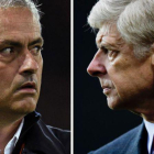 Mourinho y Wenger vuelven a verse las caras este sábado en Old Trafford.-