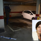 Garaje donde se cometió el asesinato. A la izquierda, imagen de Yolanda Pascual, periodista de EL CORREO DE BURGOS-ICAL / E. M.