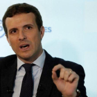 El presidente del PP, Pablo Casado, en la entrevista con la agencia Efe.-BALLESTEROS (EFE)