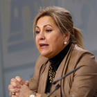 Rosa Valdeón tras la rueda de presa posterior al Consejo de Gobierno.-Ical