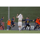 Jugadores del UCAM celebran un gol al Castilla, en su ascenso. E-E.M.