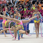 Gimnastas vallisoletanas durante el Campeonato de España de 2015 celebrado en Pisuerga.-JOSE C. CASTILLO