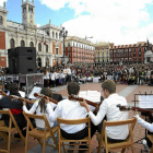 Los alumnos de la Escuela de Música durante un concierto que dieron en la plaza Mayor-Montse Álvarez