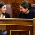 Irene Montero y Pablo Iglesias, en el Congreso de los Diputados, el pasado 13 de febrero.-/ JUAN MANUEL PRATS