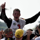 'Tito' Rabat celebrando su tercer puesto en Sepang-MANAN VATSYAYANA / AFP