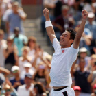Kei Nishikori celebra el pase a la final tras vencer a al serbio Novak Djokovic.-Foto: AFP