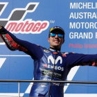 Maverick Viñales (Yamaha) celebra su victoria en Phillip Island (Australia).-REUTERS