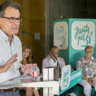 Artur Mas, Josep Maria Forné, Pare Manel y monja Vicky Molins en la rueda de prensa 'Un nou país per viure millor'.-Foto: FERRAN NADEU