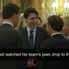 Captura del vídeo en el que Trudeau, Johnson, Macron, Rutte y la princesa Ana conversan en la recepción en Buckingham.-