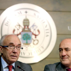 Fernando Rull e Iñaki Goririzelaia, tras la reunión del Consorcio de Universidades presentado en Valladolid.-ICAL