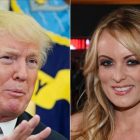 Trump y Stormy Daniels, en un combo de imágenes creado el 24 de febrero del 2018.-/ AFP / MANDEL NGAN