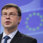 Valdis Dombrovskis, actual vicepresidente de la Comisión Europea y exprimer ministro de Letonia.-EFE/OLIVIER HOSLET