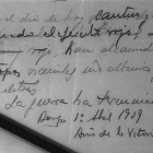Telegrama de Franco anunciando el final de la guerra civil.-