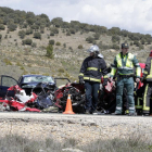 Dos personas fallecen en el choque entre dos turismos en el carretera N-122, en La Omeñaca-ICAL