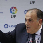 Javier Tebas, en la sede de la LFP.-Foto: RODRIGO GARCÍA