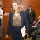La consejera de Economía y Hacienda, Pilar del Olmo, interviene en el acto de clausura del VII Programa ADE 2020 Aceleradora de Proyectos Empresariales,durante el que se entregan los IV Premios CLH a los mejores proyectos.-ICAL