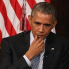 El presidente Obama participa en una conferencia sobre la pobreza en la Universidad de Georgetown.-Foto: MARK WILSON / AFP