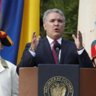 El presidente de Colombia,  Iván Duque, durante la conmemoración del bicentenario de su independencia.-EFE