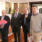 El presidente de la Junta de Castilla y León, Juan Vicente Herrera, junto al secretario regional de UGT, Faustino Temprano,  el coordinador regional de CCOO, Angel Hernández, y el presidente de Cecale, Santiago Aparicio.-ICAL