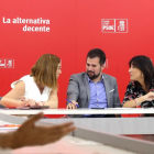 El secretario general del PSOECyL, Luis Tudanca, preside el Plenario de la Comisión Ejecutiva Autonómica del PSOE de Castilla y León junto a Virginia Barcones y Ana Sánchez-Miriam Chacón / ICAL