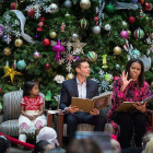 Michelle Obama, durante su visita a un hospital infantil-AFP