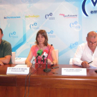 Alejandro García, Ángela de Miguel y Javier Labarga en la rueda de prensa.-Europa Press