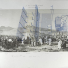 Una estampa sobre el final de la guerra de África entre España y Marruecos, en 1860, intervenida por los artistas.-MUSAC