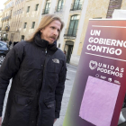 El secretario general de Podemos Castilla y León, Pablo Fernández, visita Salamanca y ofrece declaraciones a los medios de cara a las próximas elecciones generales del 10 de noviembre.-ICAL