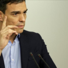 Pedro Sánchez, el pasado lunes en la sede del PSOE.-JOSÉ LUIS ROCA