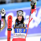 De izquierda a derecha, Rebensburg, Puchner y Suter, el podio del descenso femenino en Grandvalira (Andorra).-GETTY IMAGES / DAVID RAMOS