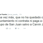 Tuit de Óscar Puente en el que da explicaciones sobre las actuaciones de San Juan.-Twitter