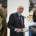 Los tres miembros actuales de la Mesa del comité federal del PSOE: Verónica Pérez, Rodolfo Ares, Núria Marín.-