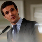 Pablo Casado, en una conferencia en un hotel de Madrid.-JUAN CARLOS HIDALGO (EFE)