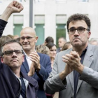 Josep Maria Jové y Lluís Salvadó, en Barcelona, a las puertas de la Ciudad de la Justicia el 22 de septiembre del 2017.-FERRAN NADEU
