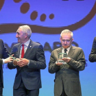 Juan Vicente Herrera junto con Dionisio Sánchez, Faustino González y Alfonso Polanco en la gala del XXX aniversario de la FRMP.-ICAL