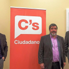 Castaño, Mitadiel e Igea, en la rueda de prensa de ayer en Salamanca.-ICAL